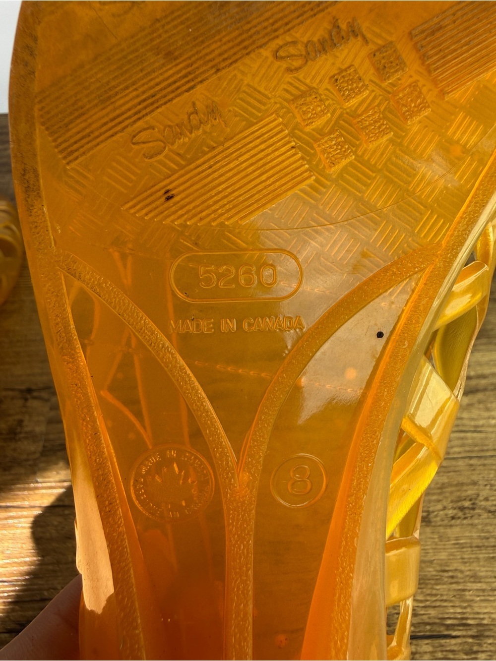 Vintage Y2K Orange Jelly Shoes Made in Canada Size 8 - Picture 2 of 5